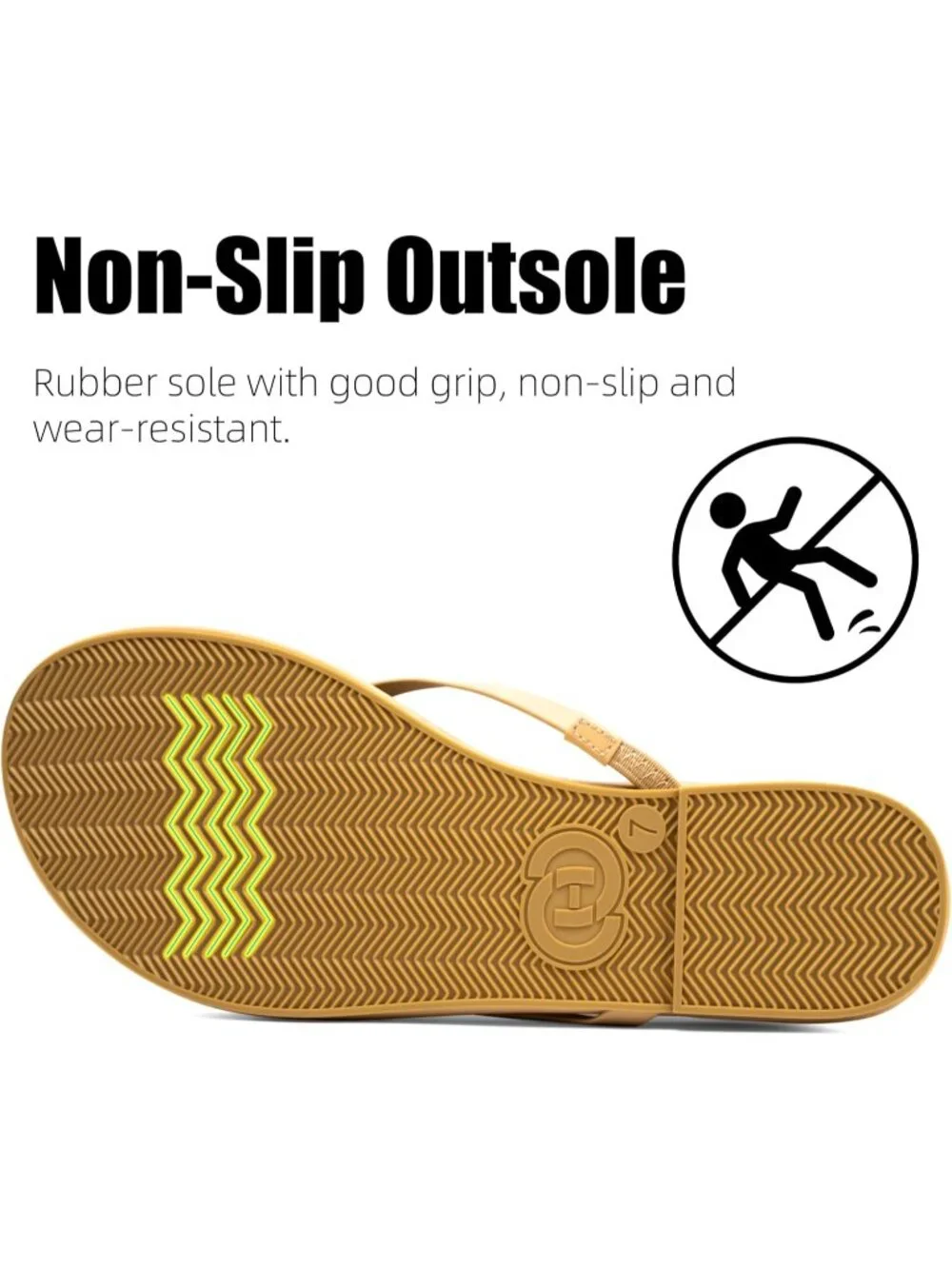 Women's Beige Summer Faux Leather Memory Foam Thong Beach Slide Flats Sandals